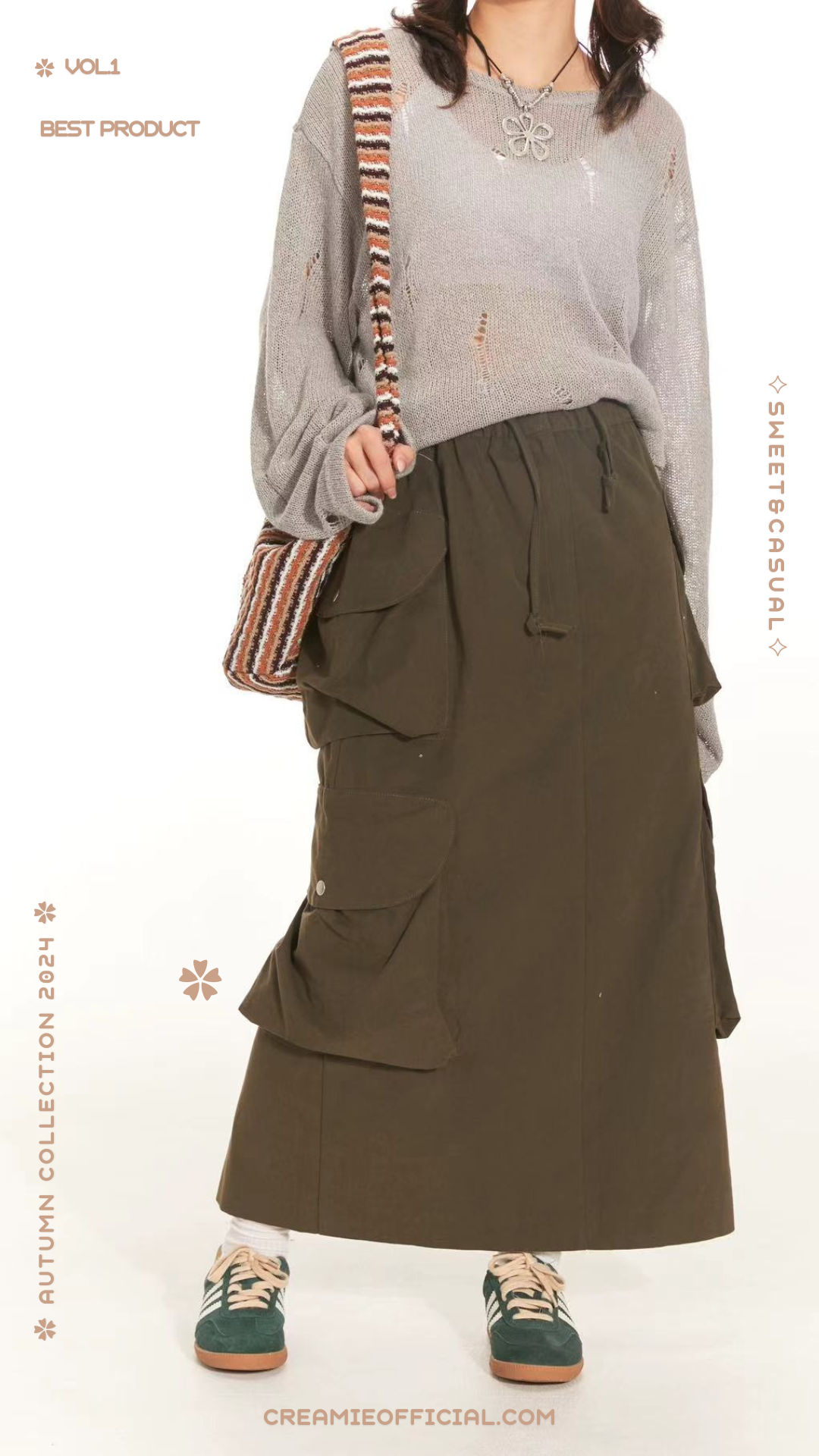 秋意濃濃!入秋必備單品🍁針織鏤空上衣-灰色🌼