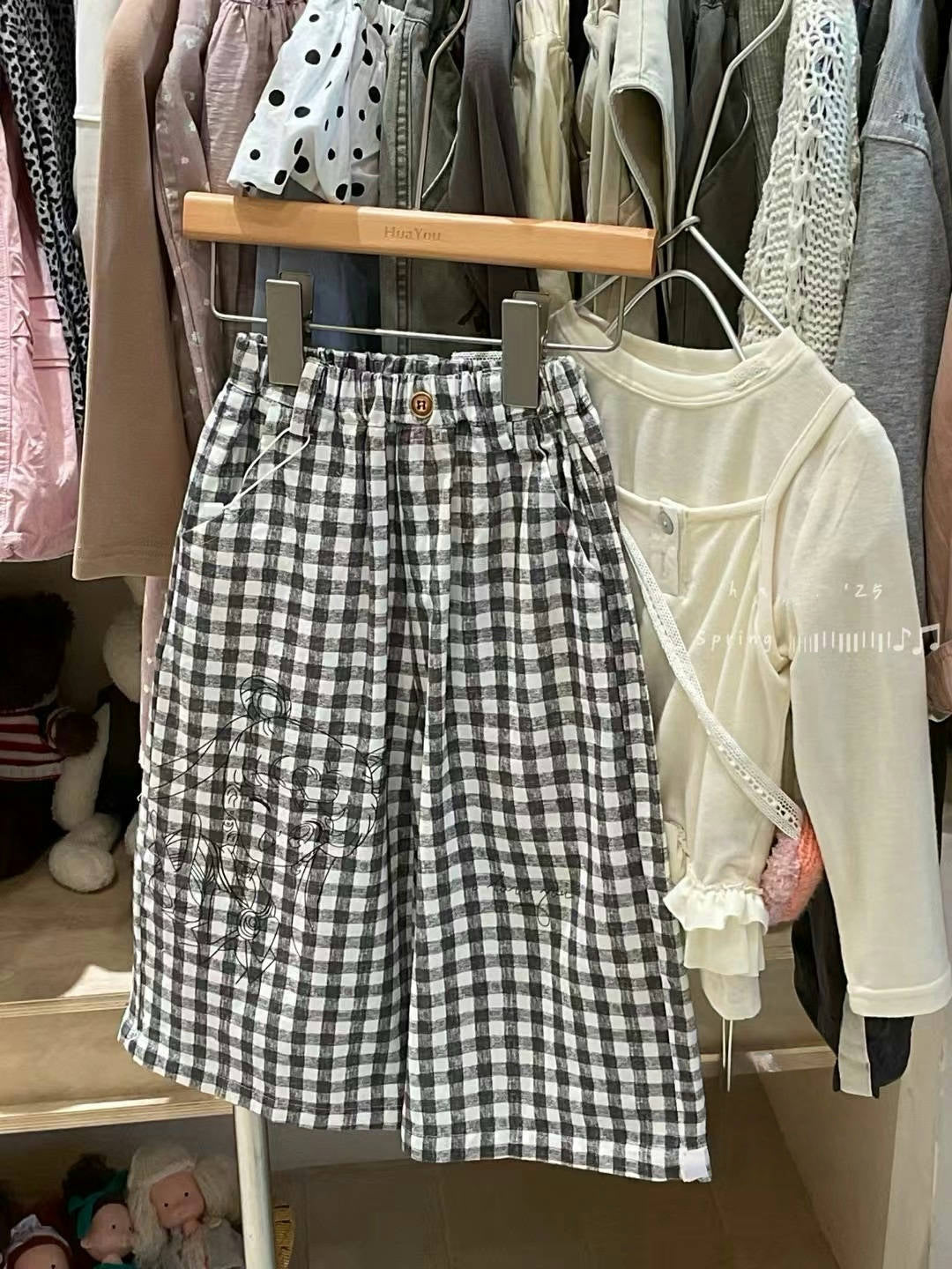 ✨🛒木耳邊背心套裝+格仔長褲