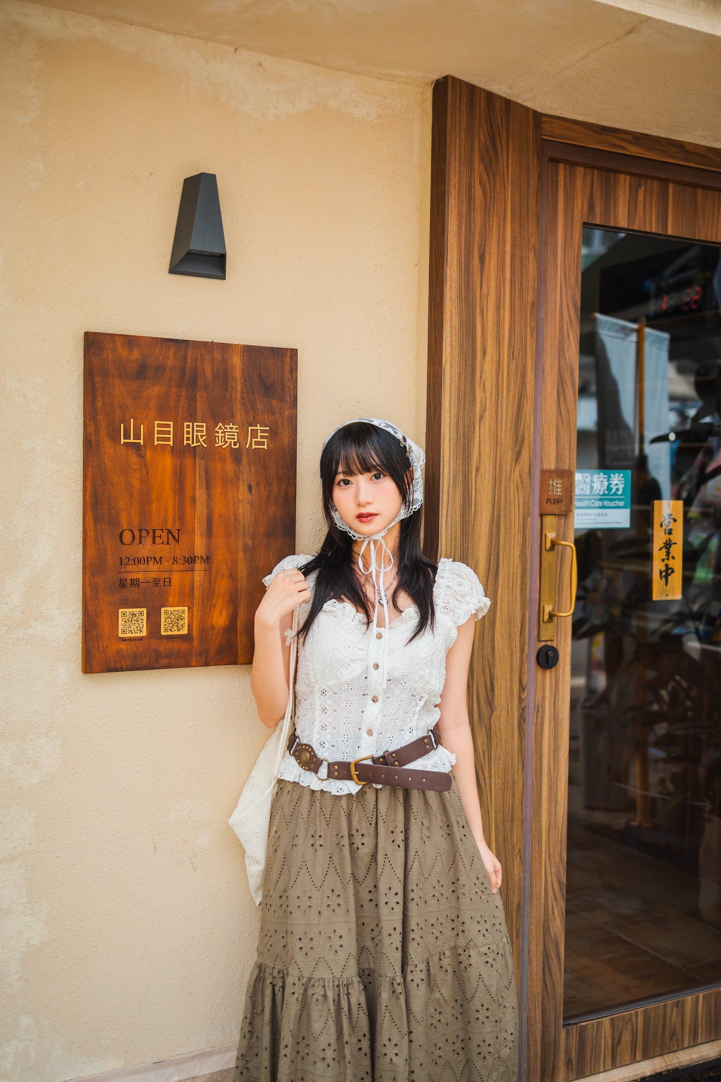 Muji日系印花蕾絲長裙🤎