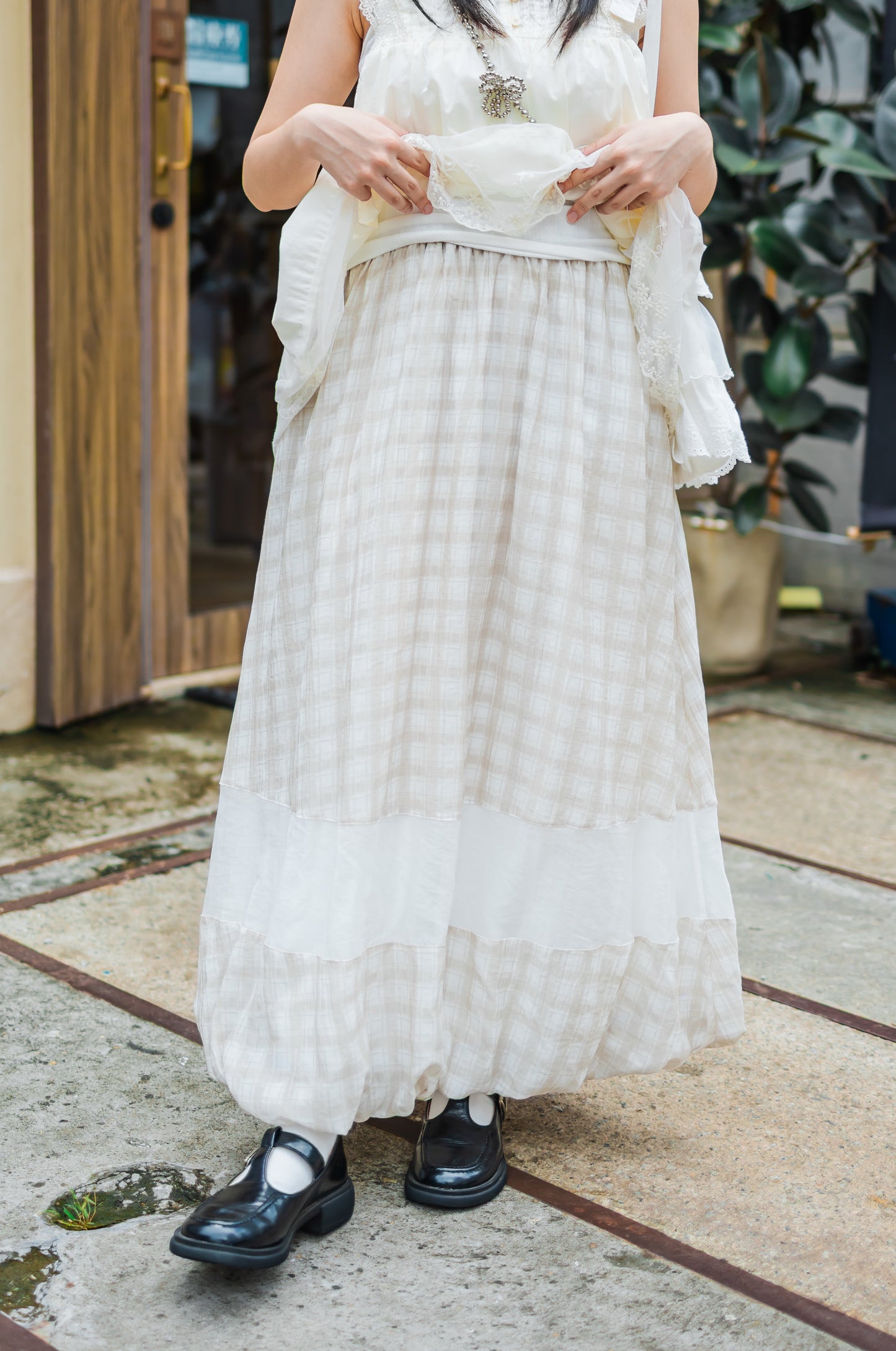 日系甜美格仔泡泡裙🤹🏻♀️🌼