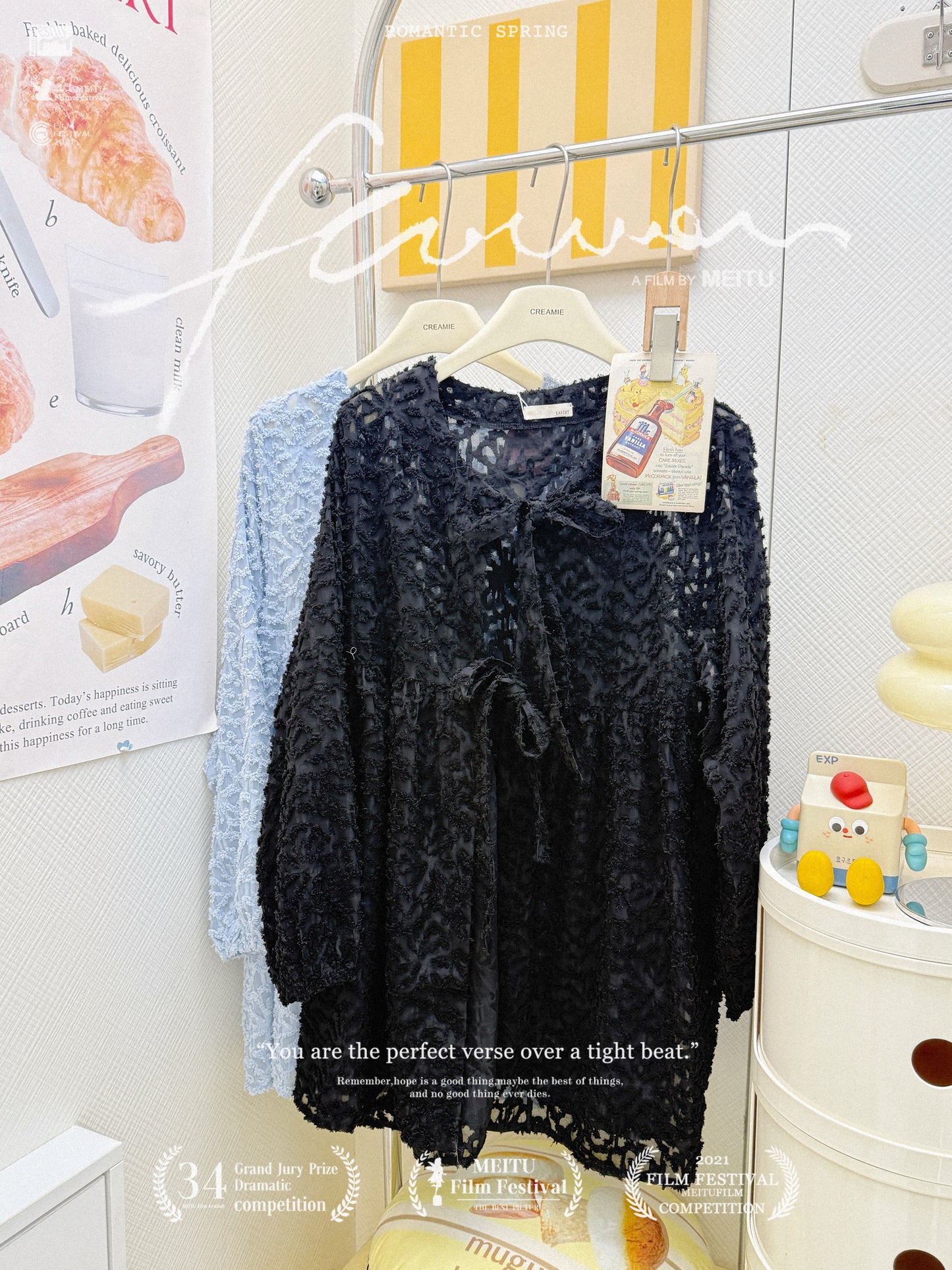 日系熱賣毛粒蝴蝶結罩衫🩵✨