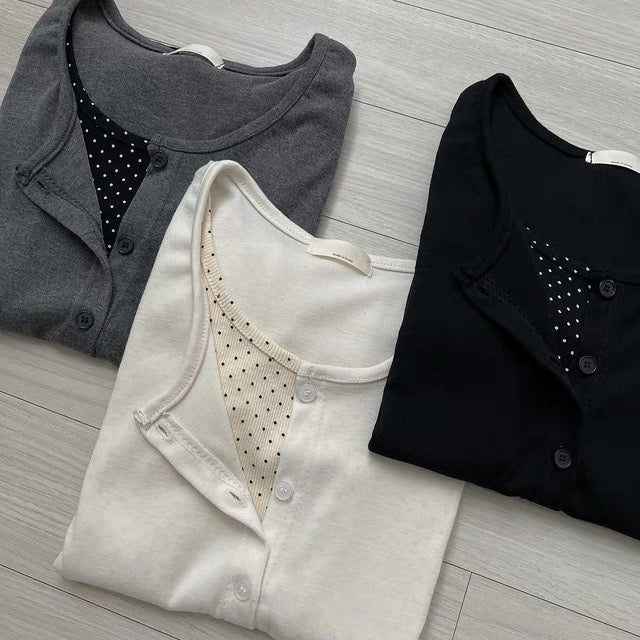 假兩件波點外套上衣✨🤍