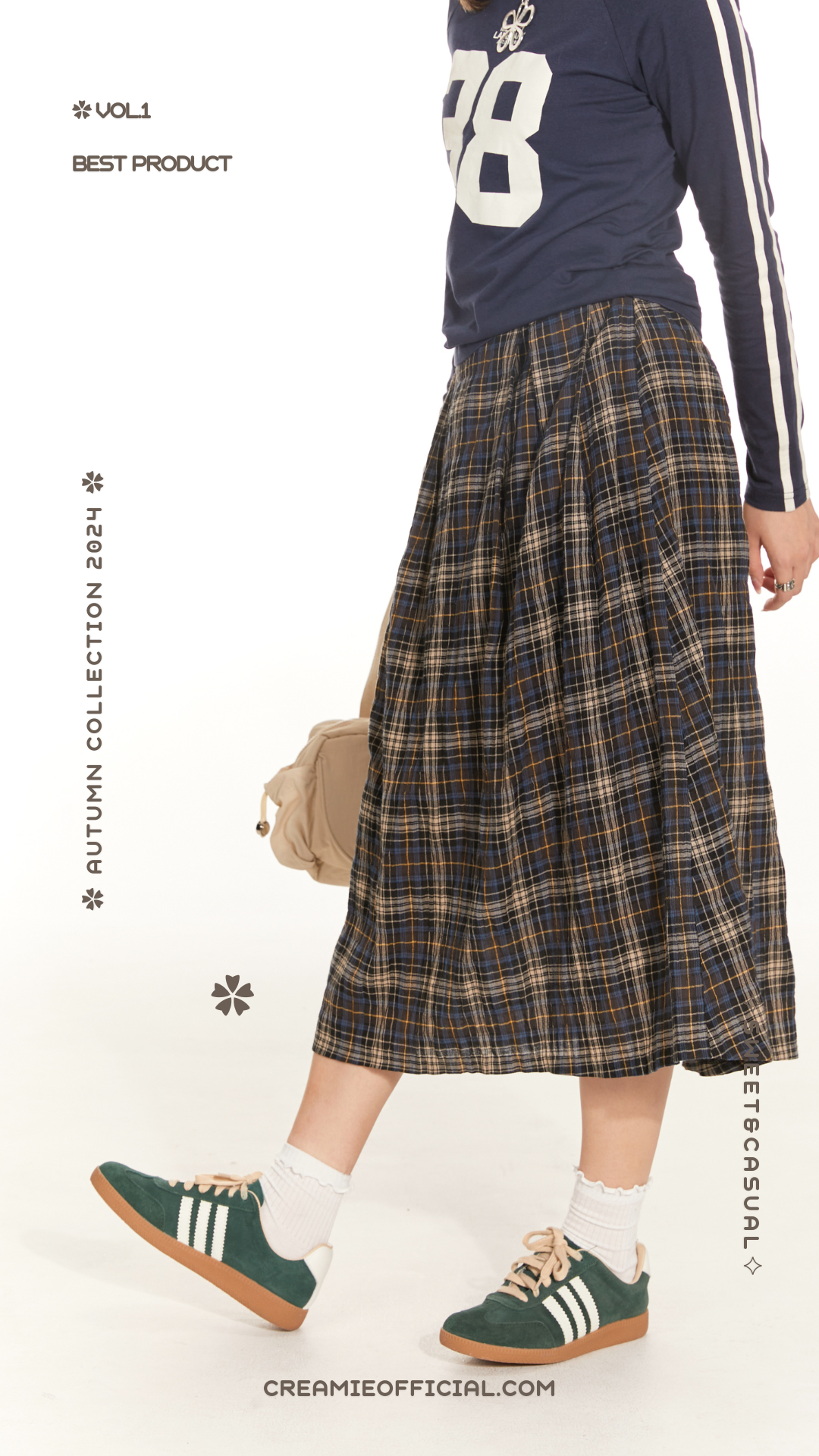 秋冬經典格紋!皺皺拼色格仔裙🫐