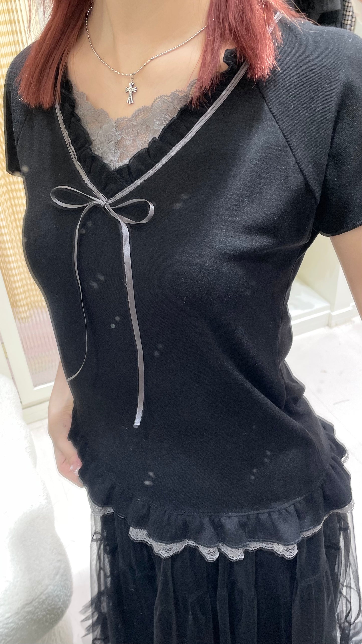 蕾絲蝴蝶上衣+ 日系莎莎裙🖤✨