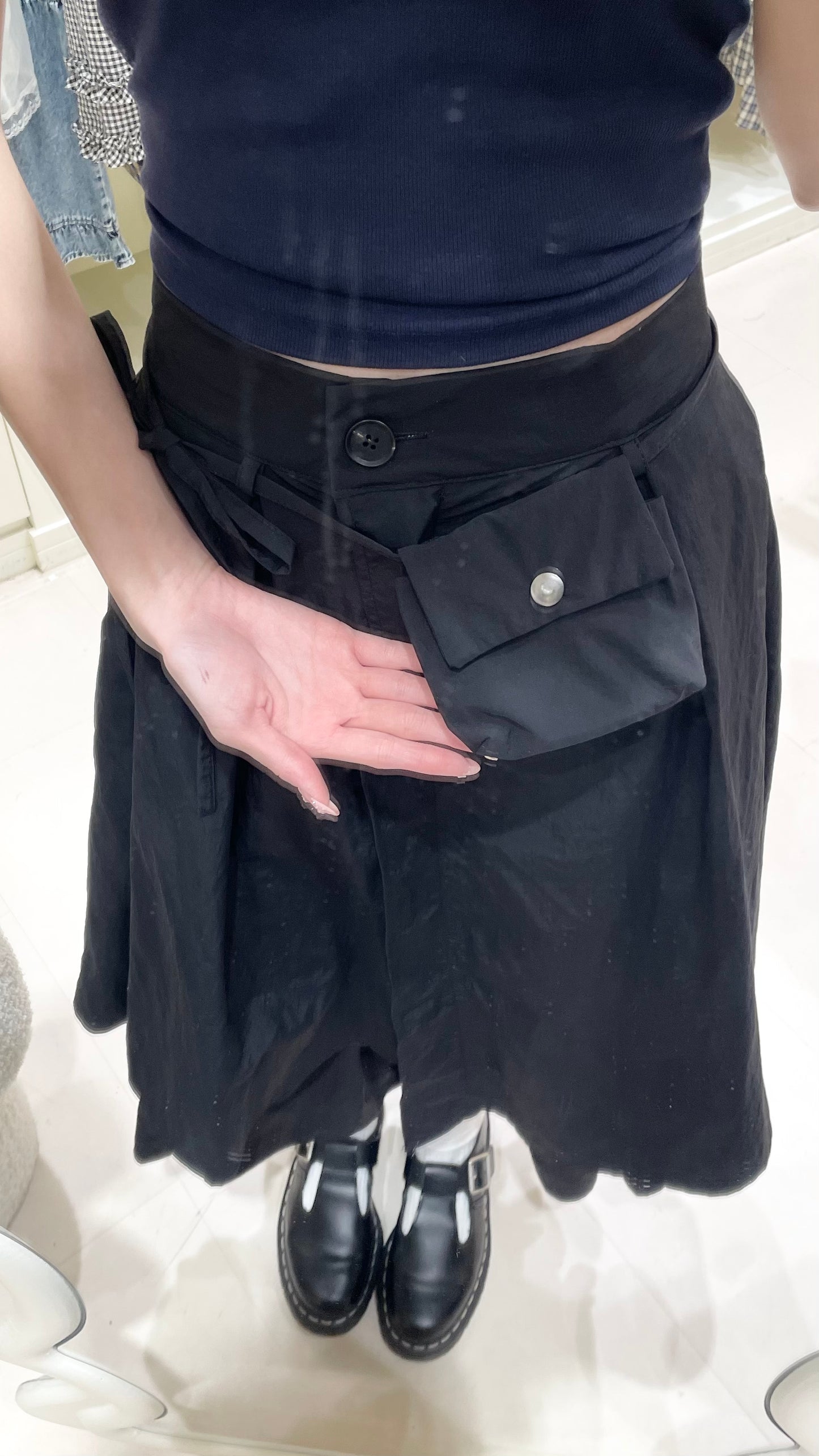 日系拼色背心長裙套裝🖤💙