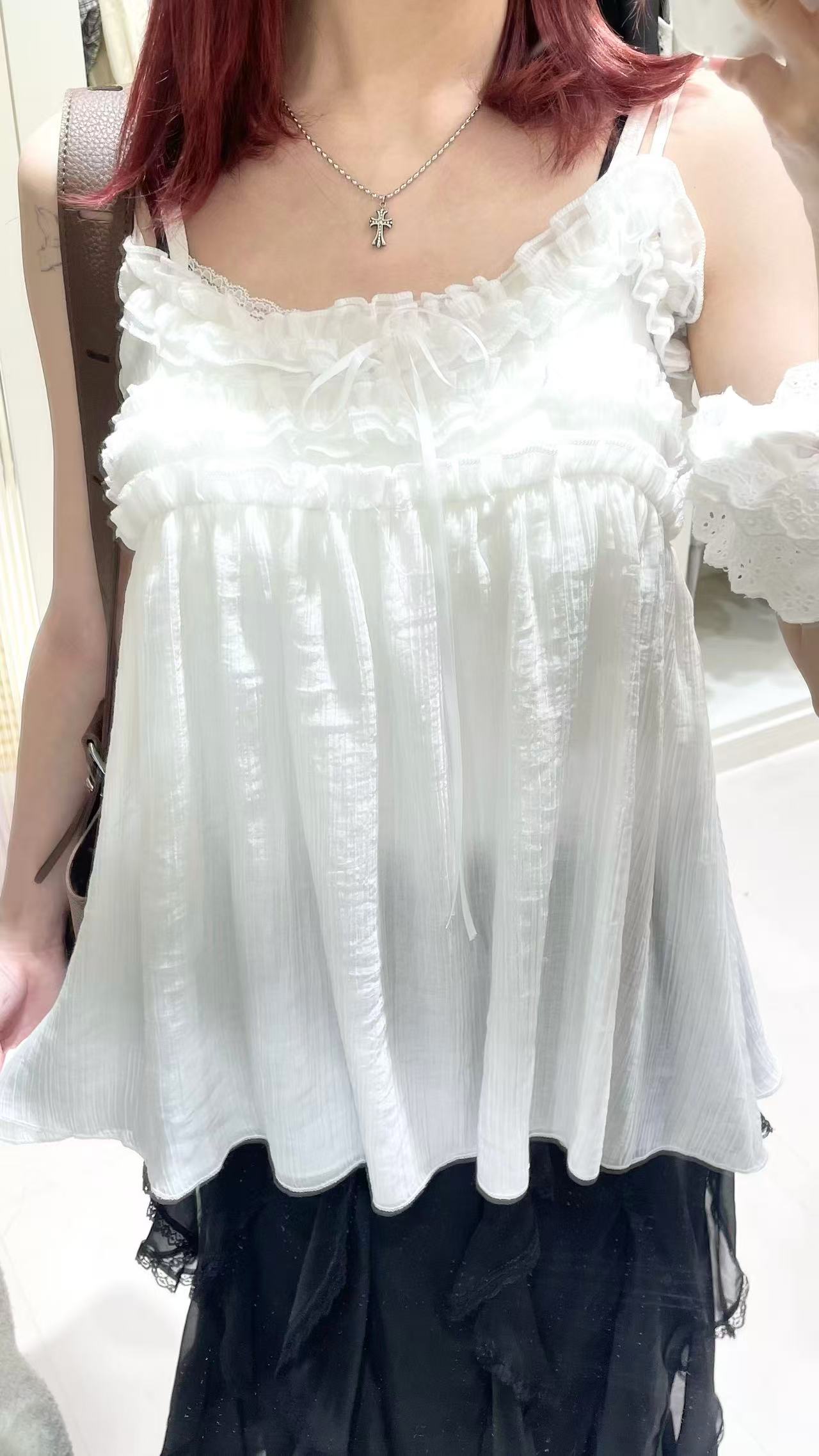 蕾絲吊帶罩衫+長裙套裝🎀✨