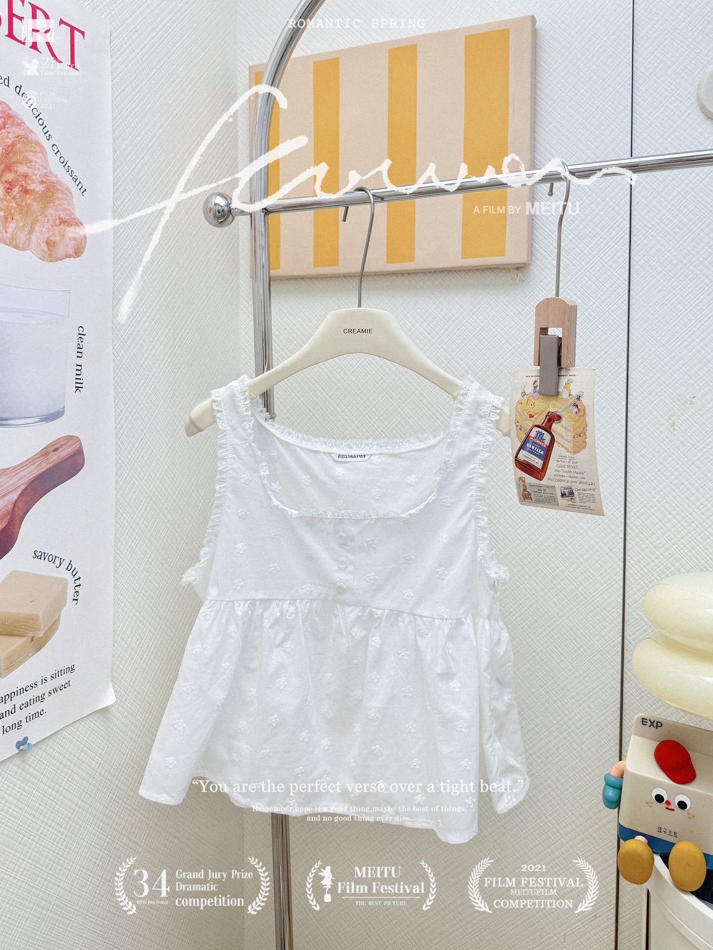 花花刺繡背心+波點長裙Set🤹🏻♀️💙