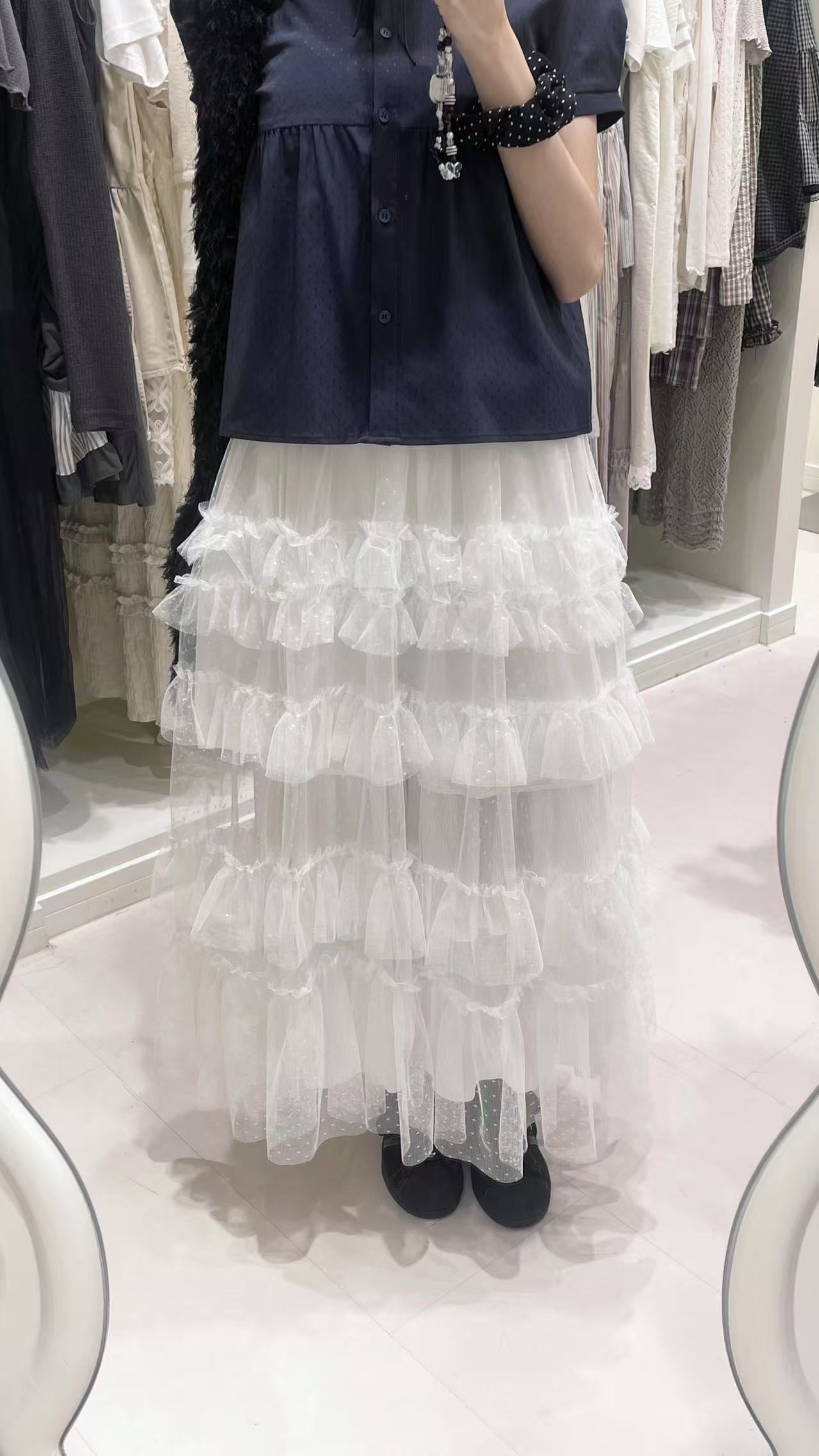 韓系波點上衣搭蛋糕長裙🍰