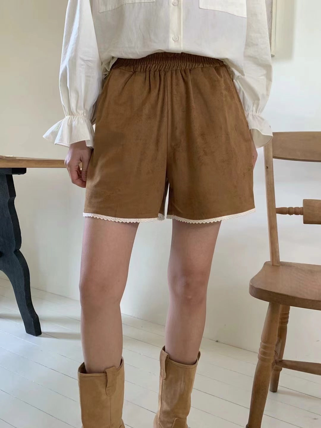拼色鬆緊休閒短褲( •̀֊•́ ) ̖́-