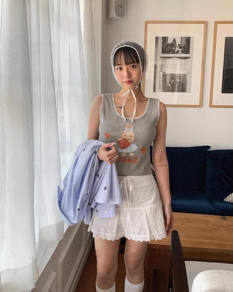 夏日必備!日系繽紛白兔背心🐰
