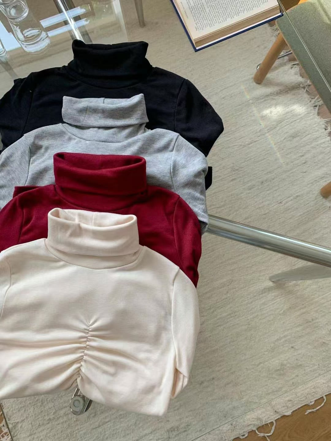 高領皺摺修身打底衫🍡