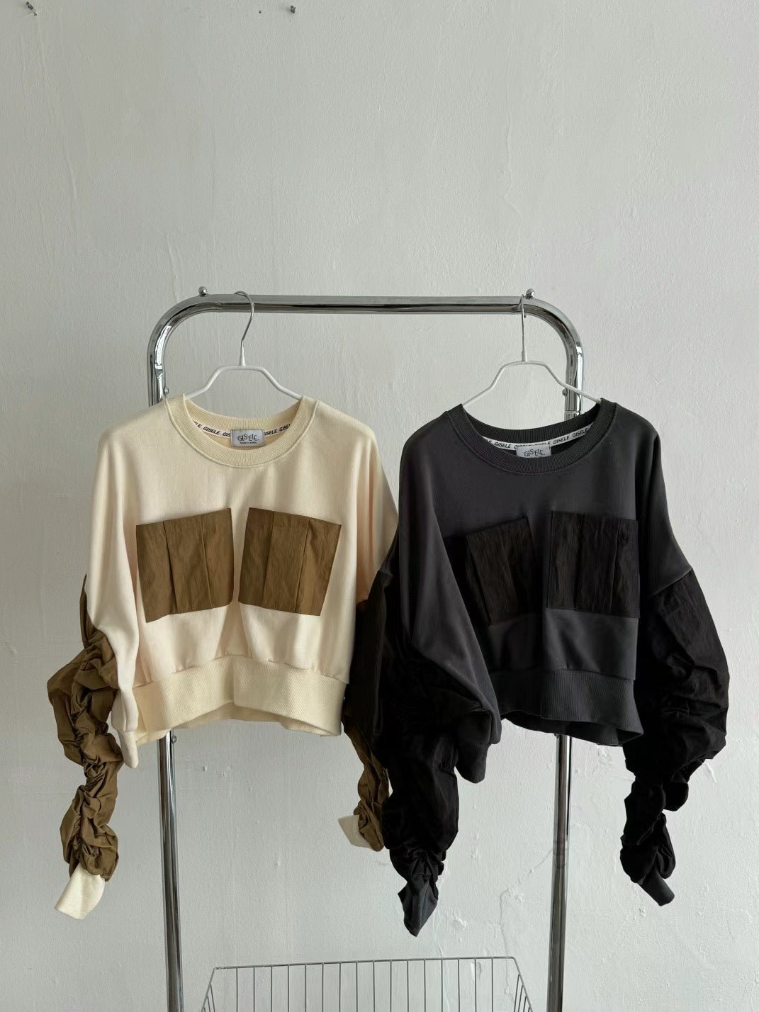 ♡⃛復古撞色 ̖́-短款衛衣