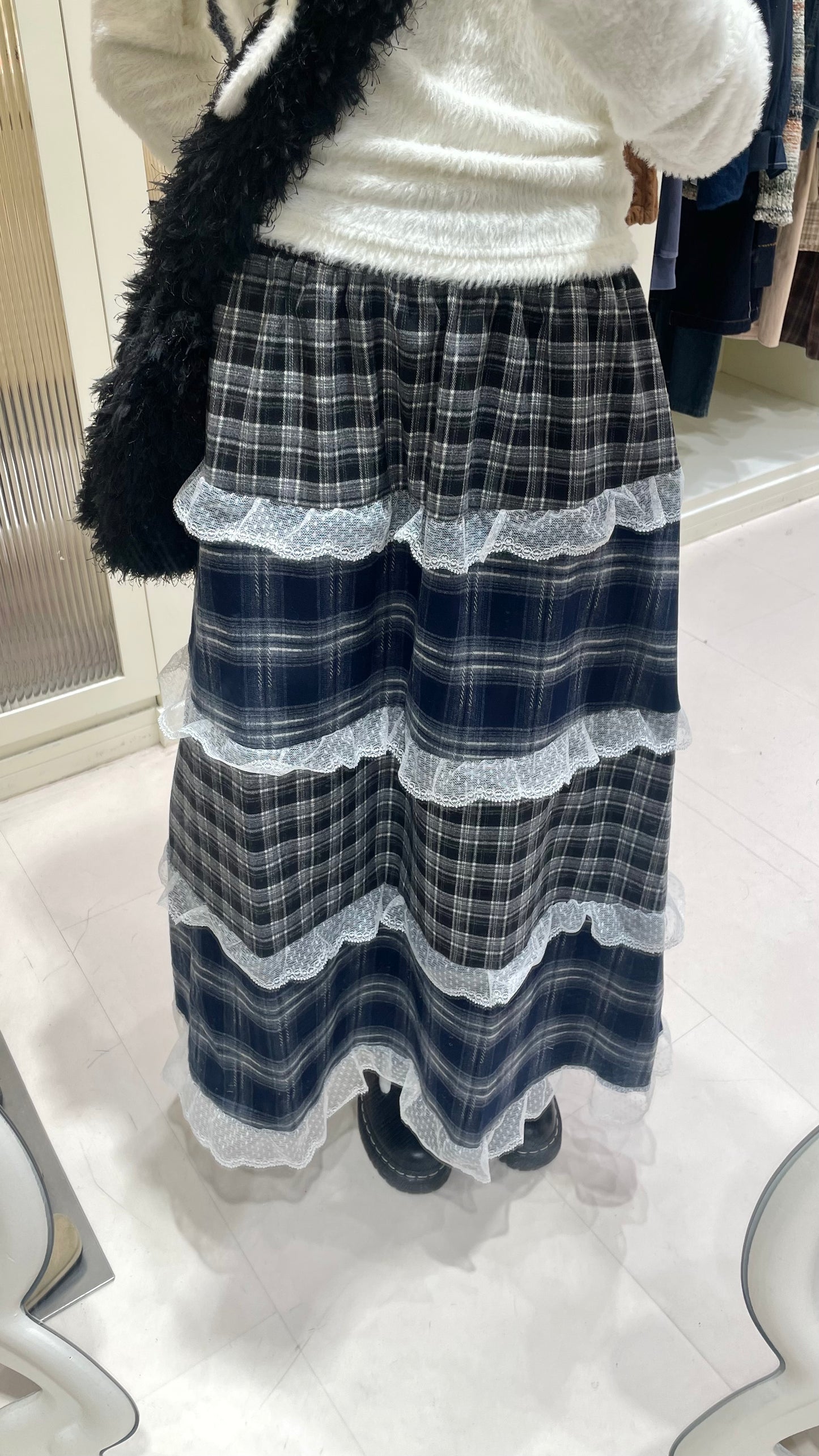 日系疊穿蕾絲拼布蛋糕裙💙