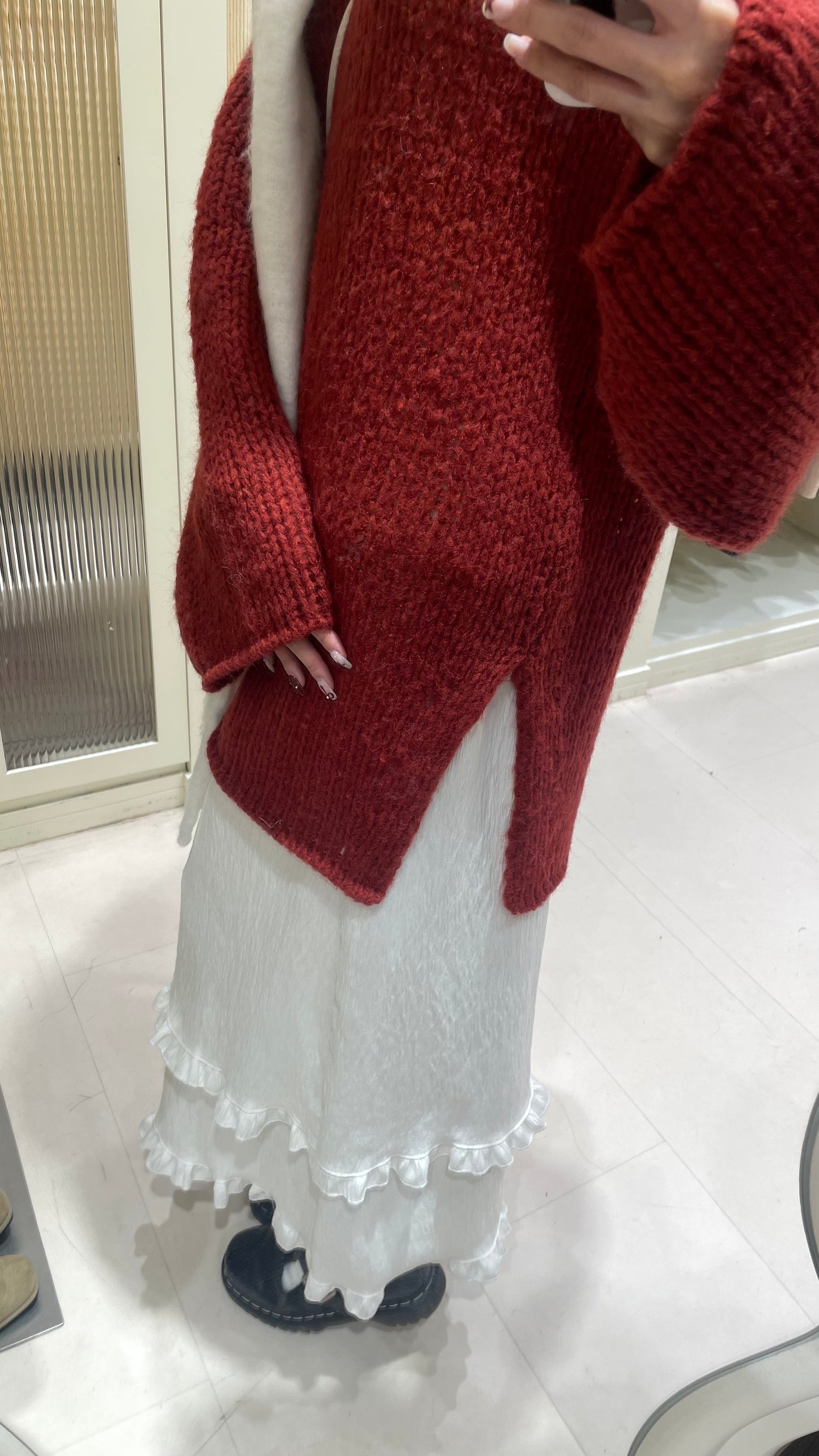 New Year必備🎀💖紅色長袖開叉毛衣