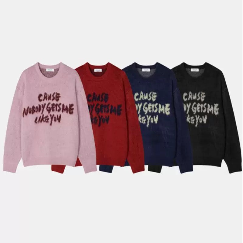 四色入 - 情侣款字母混色毛衣