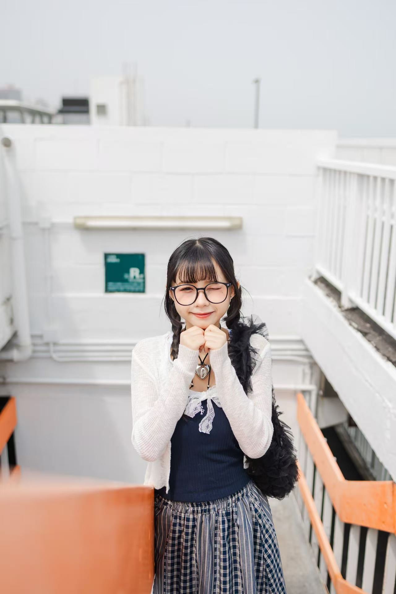 獨特Casual款!日系格仔拼色長裙💙✨