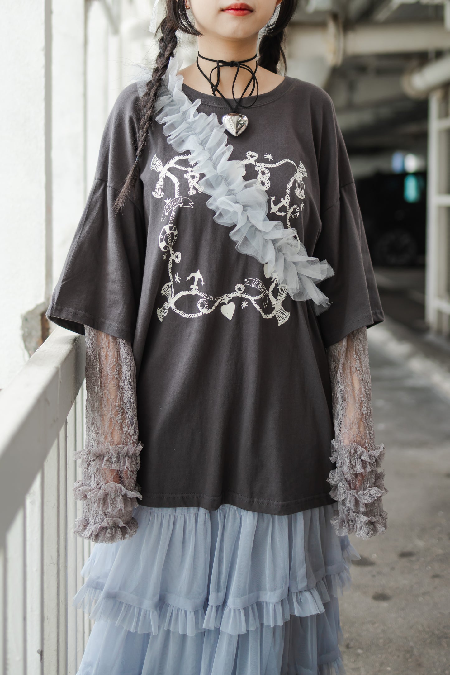 2色入💌💕 lace蕾絲花邊長Tee