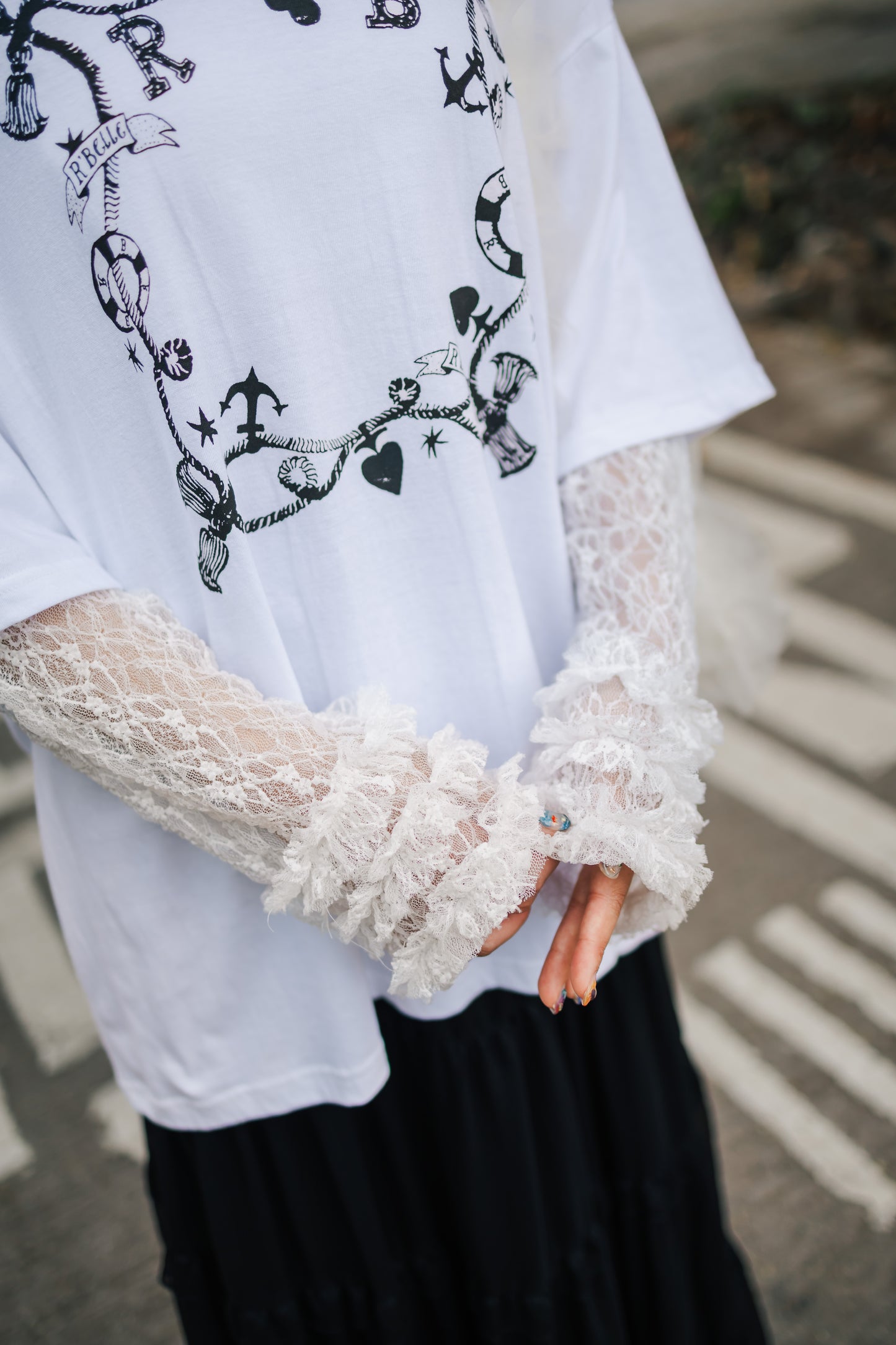 2色入💌💕 lace蕾絲花邊長Tee