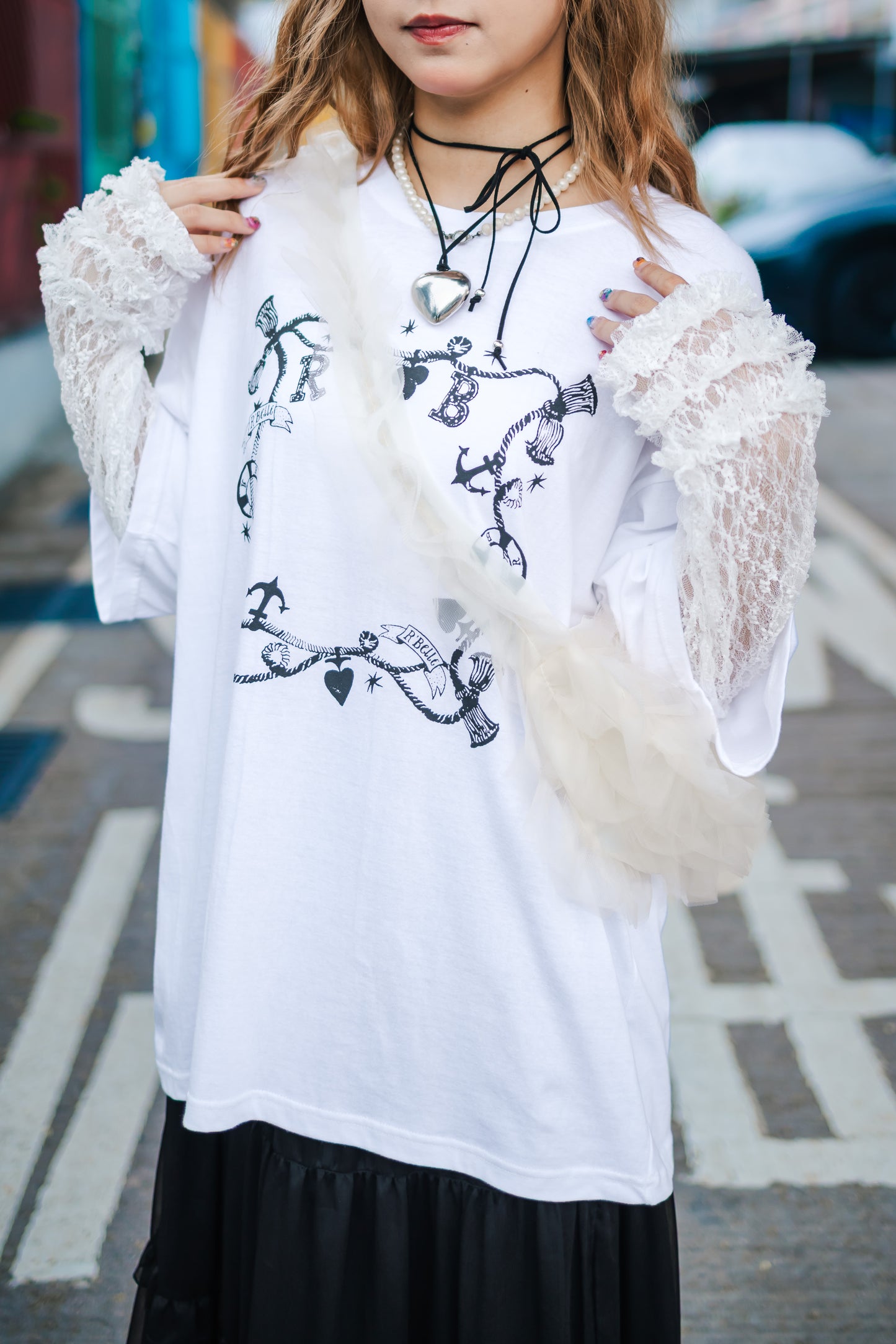 2色入💌💕 lace蕾絲花邊長Tee