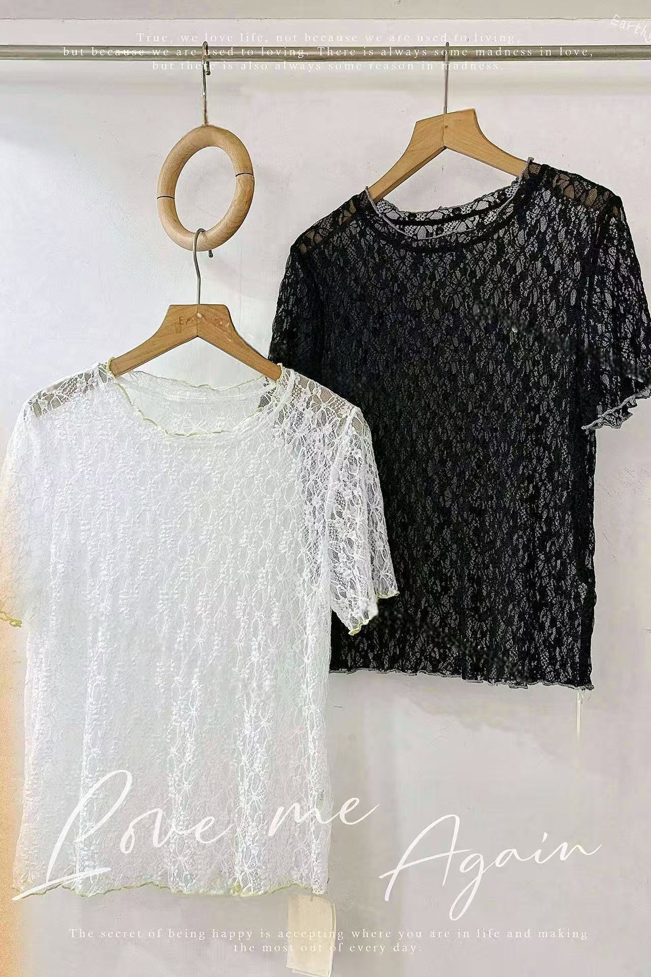 兩色入!蕾絲拼色打底上衣🖤🤍