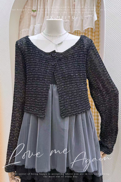 日系針織開衫疊穿套裝🎶