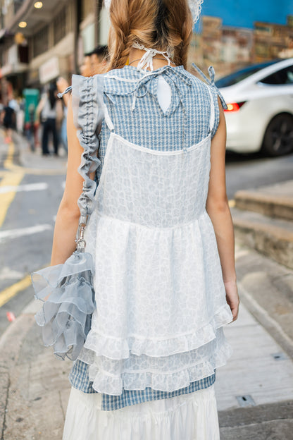 夏日藍色皺皺連身裙🩵🤍