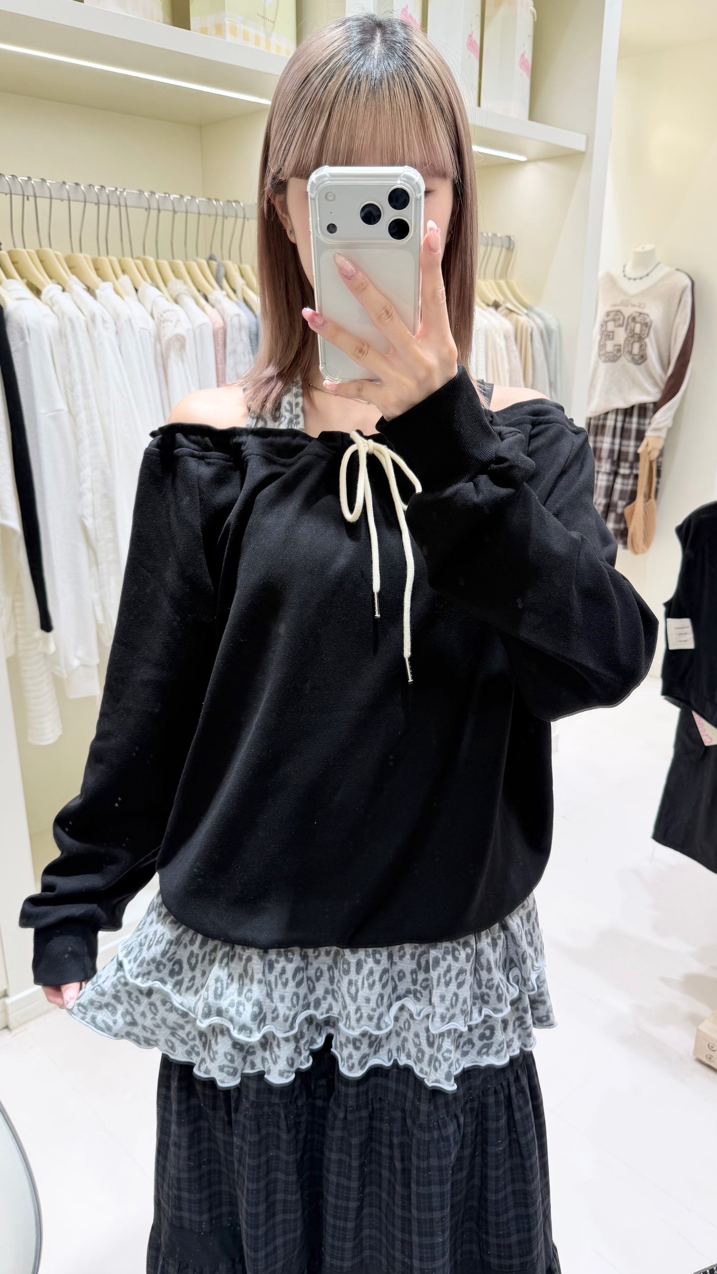 簡約露肩疊穿套裝🖤