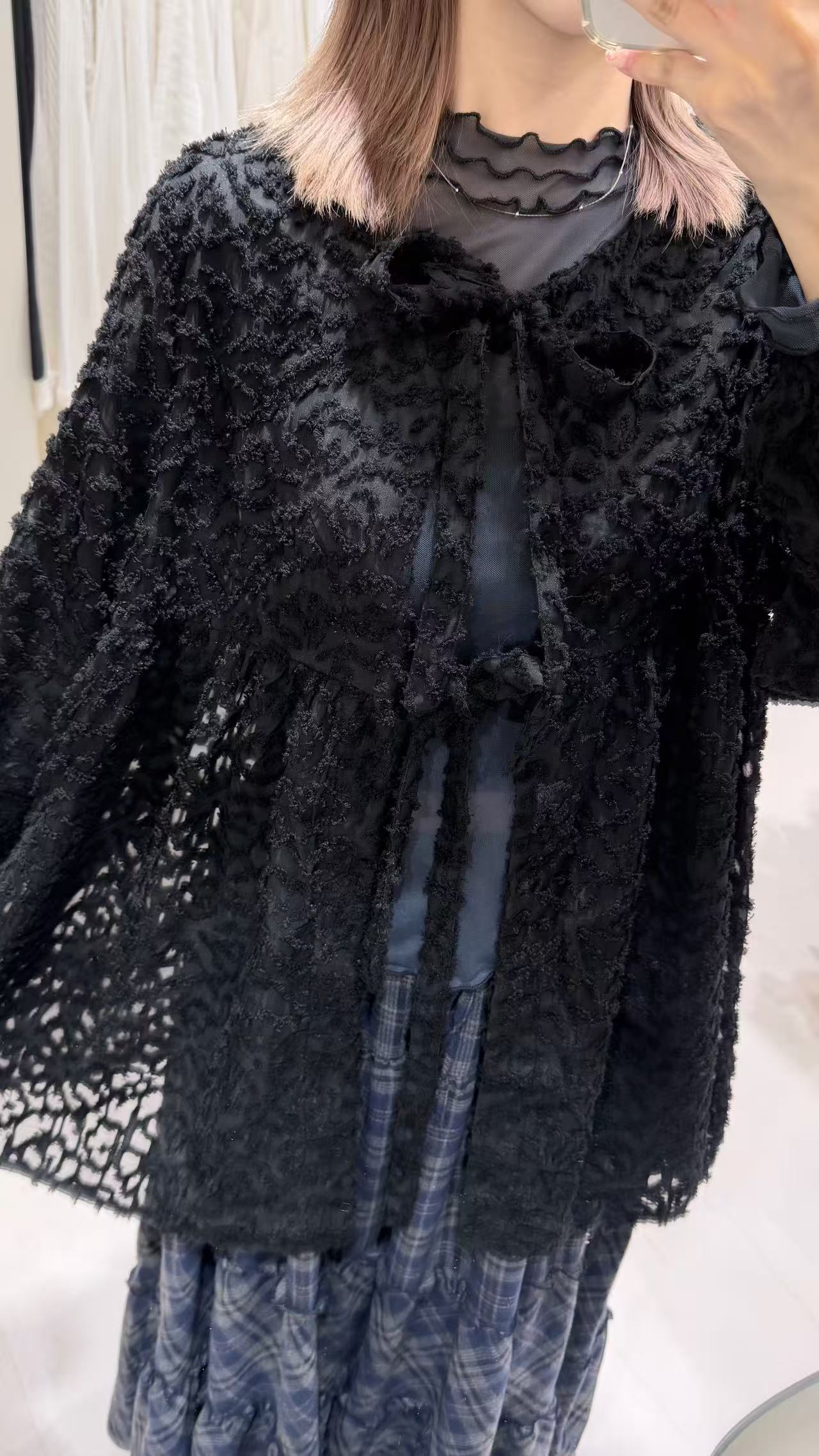 日系毛毛寬鬆套裝 - 黑色🩶