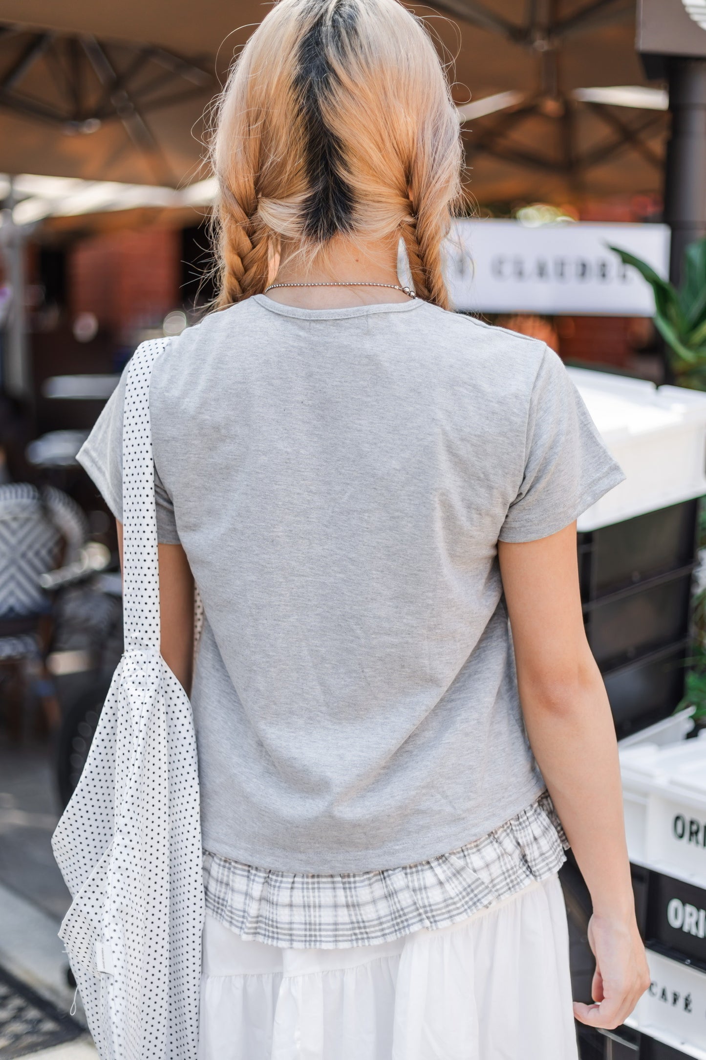 復古拼接格紋短袖上衣🐰