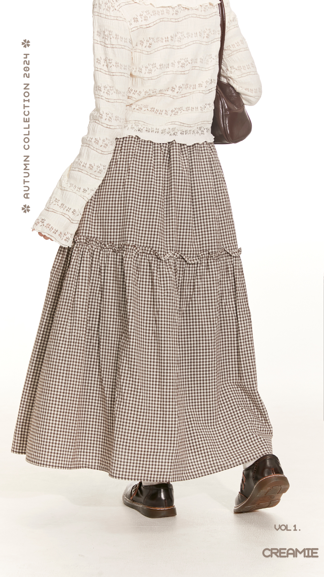 Classic Pattern - Lovely Ruffle Plaid Skirt-棕色🤎