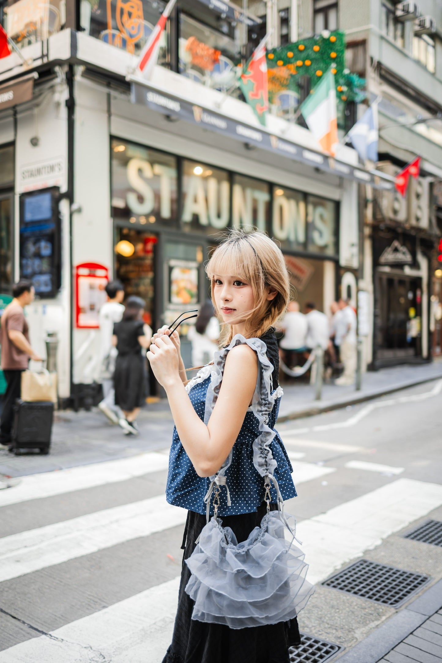 復古洋氣牛仔波點背心💙🤍