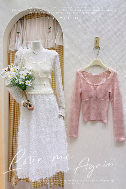 ￼蕾絲針織冷衫長裙套裝￼🍒