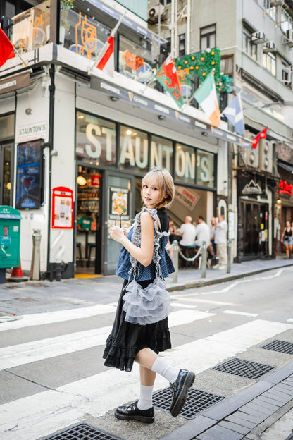 復古洋氣牛仔波點背心💙🤍