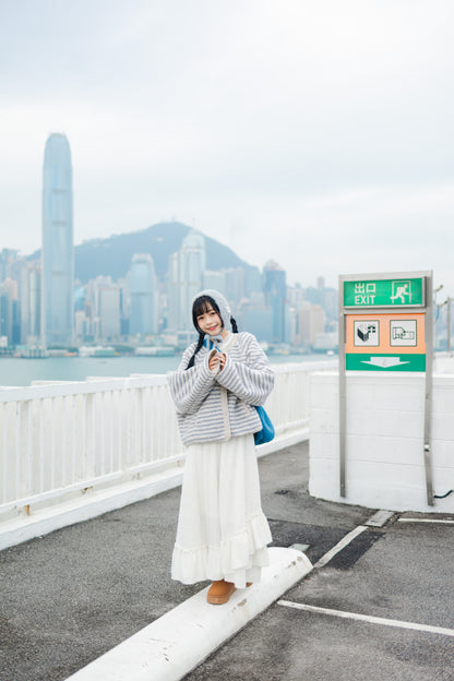 雪國旅行必備item❄️☃️白棉花傘形長裙