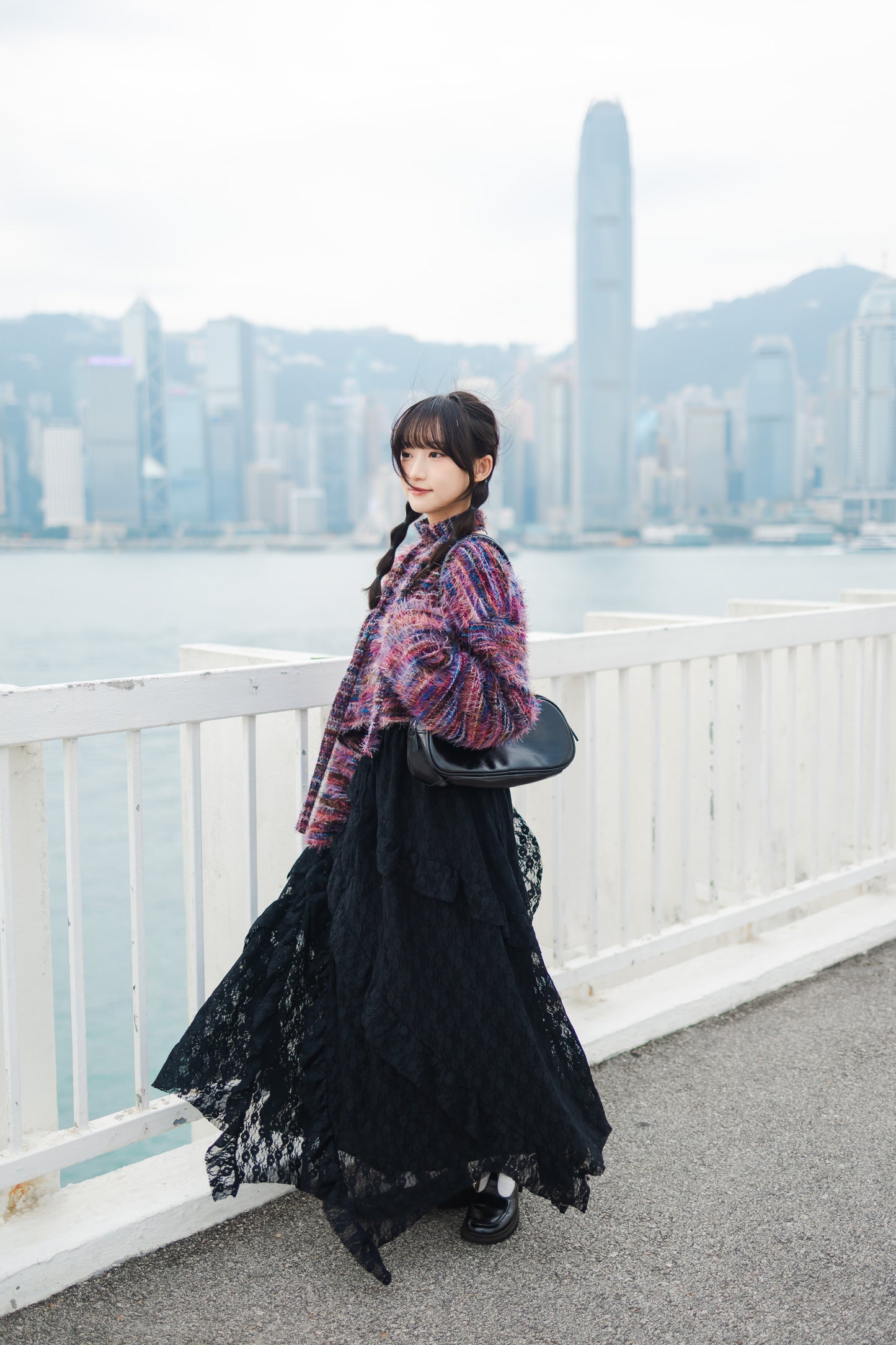 日系必入💖 重工蕾絲蛋糕長裙 - 黑色