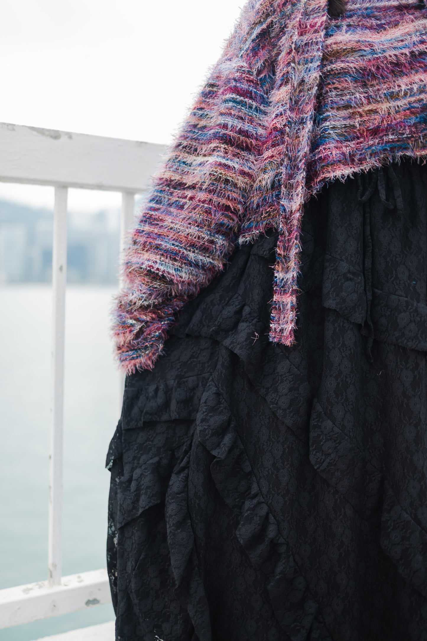 日系必入💖 重工蕾絲蛋糕長裙 - 黑色