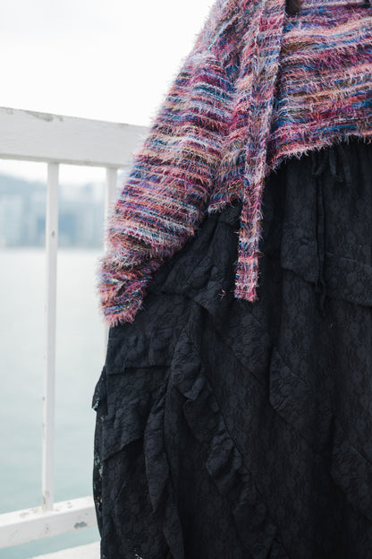 日系必入💖 重工蕾絲蛋糕長裙 - 黑色