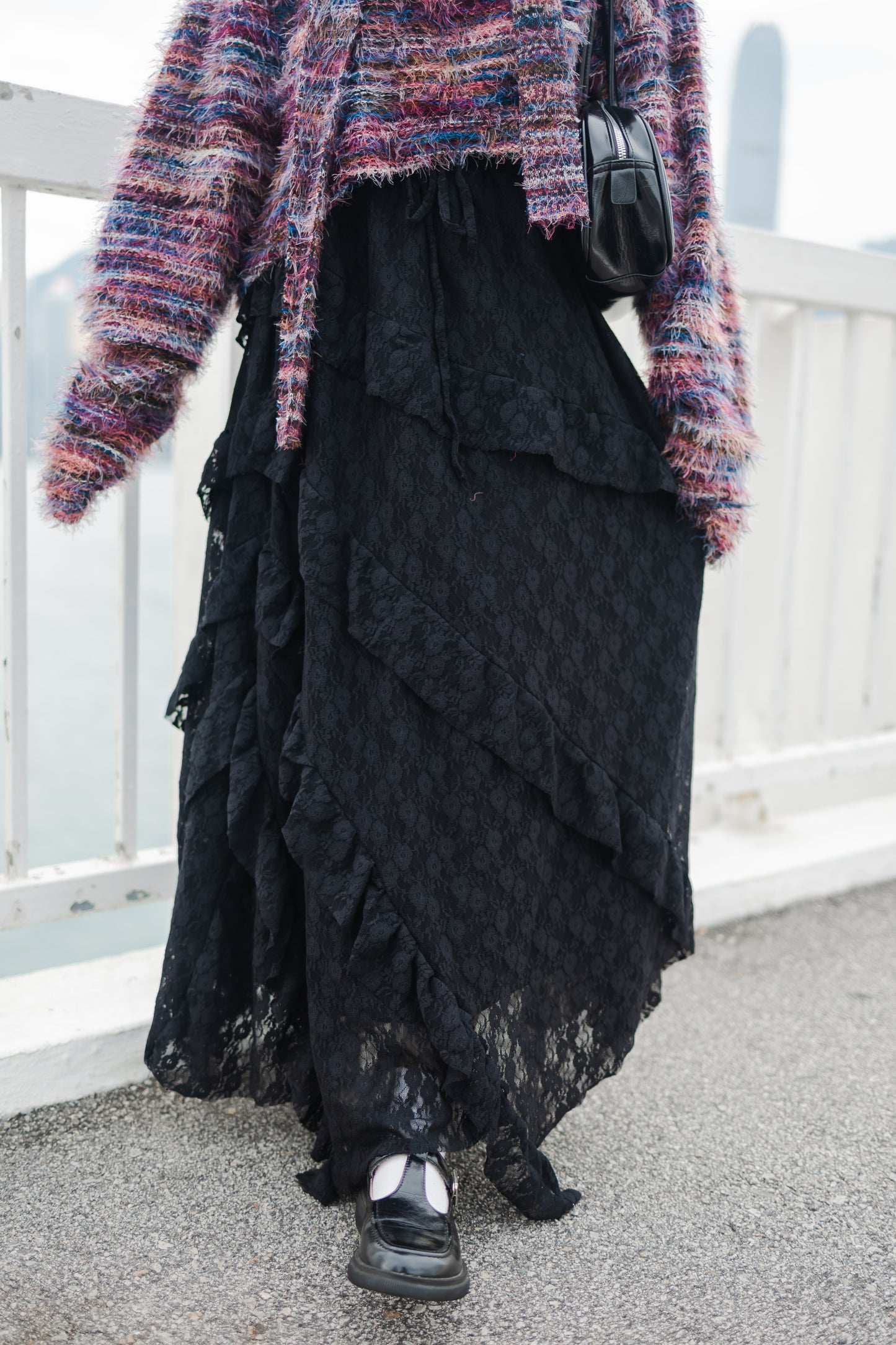 日系必入💖 重工蕾絲蛋糕長裙 - 黑色