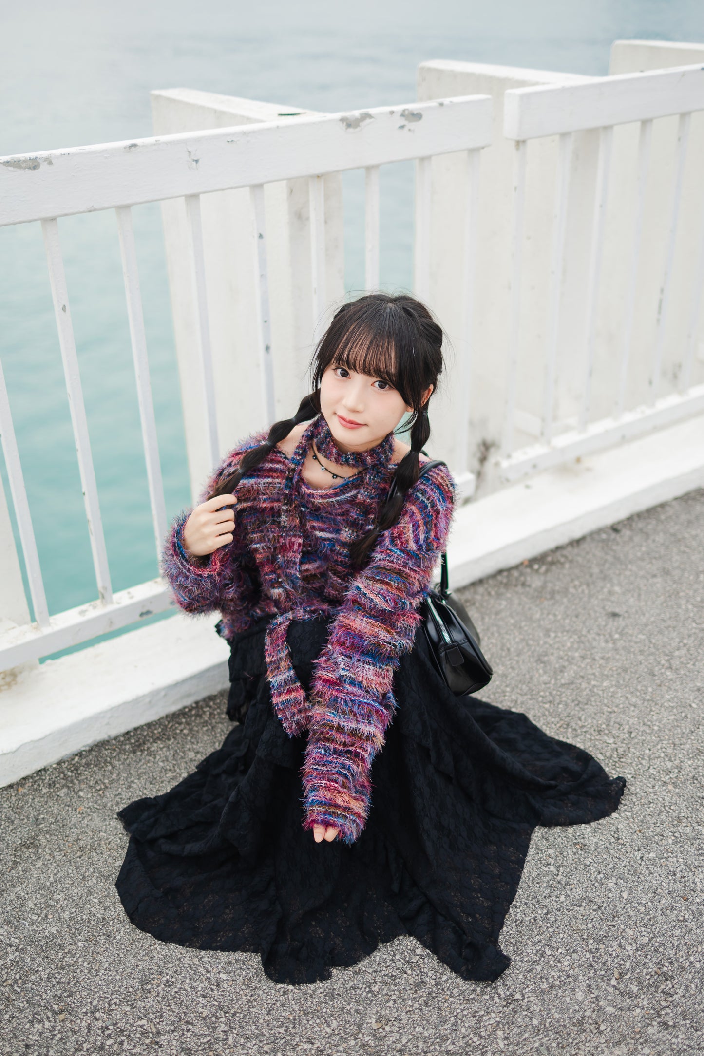 日系必入💖 重工蕾絲蛋糕長裙 - 黑色