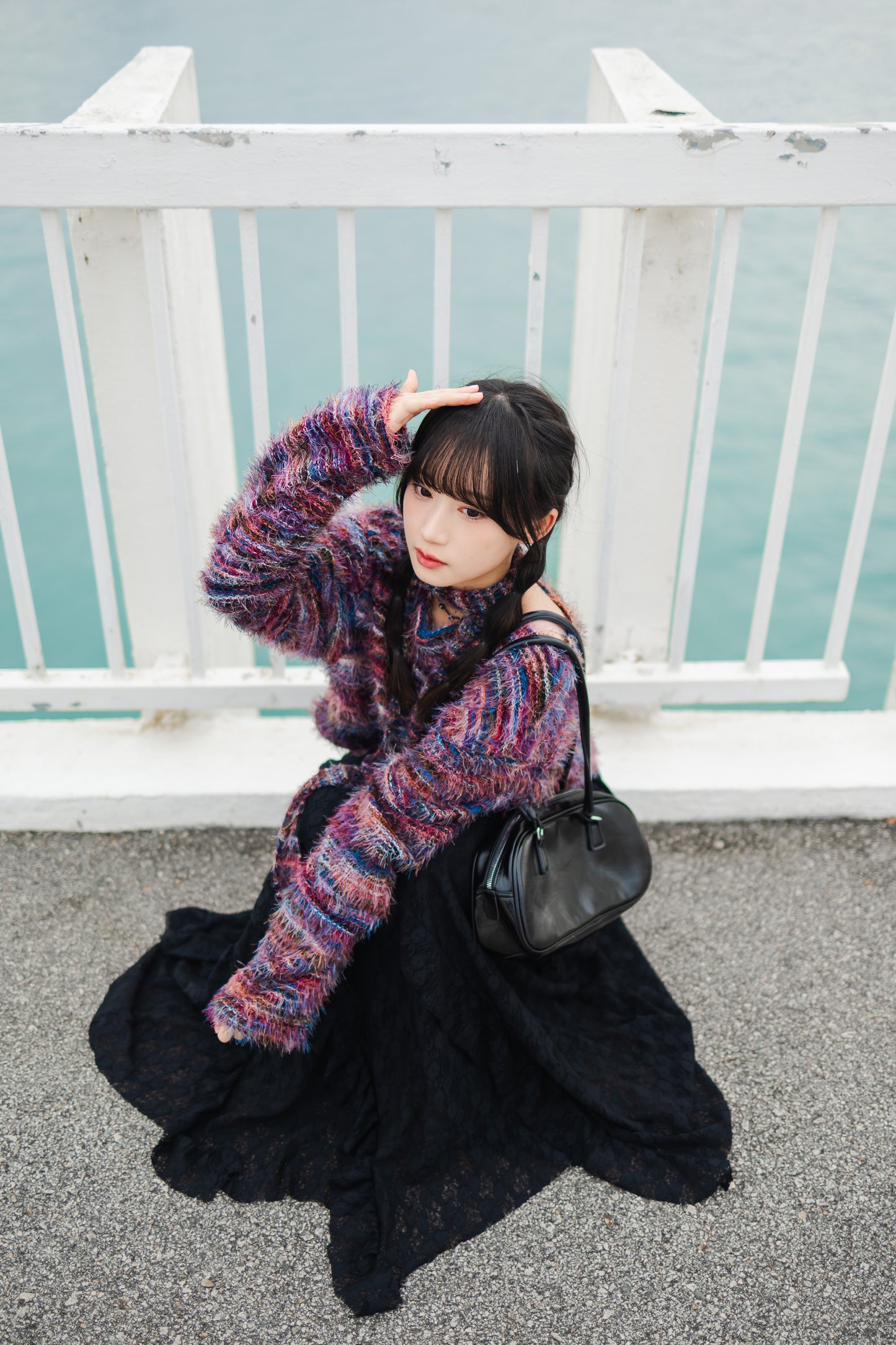 日系必入💖 重工蕾絲蛋糕長裙 - 黑色