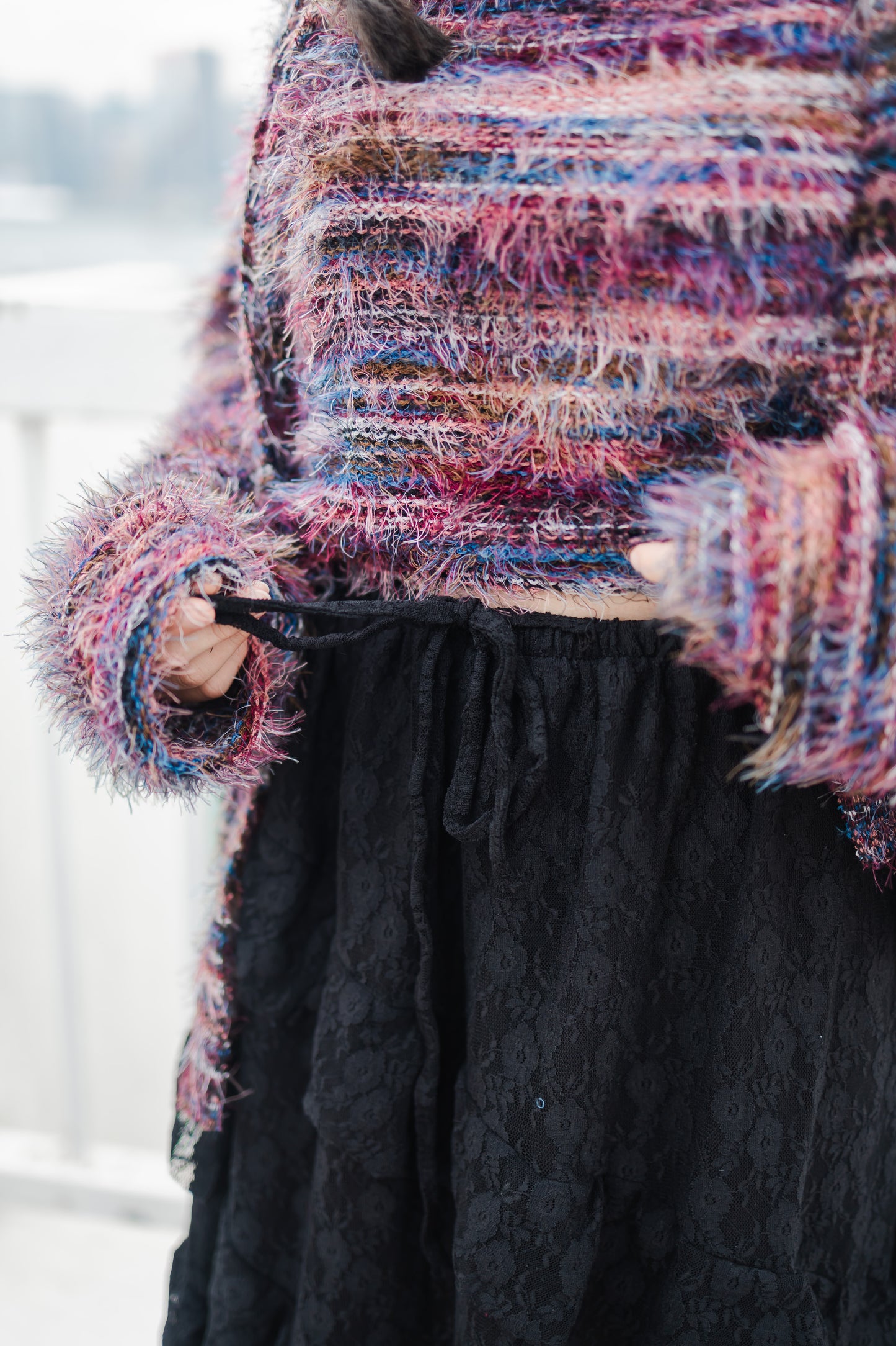 日系必入💖 重工蕾絲蛋糕長裙 - 黑色