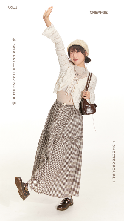 Classic Pattern - Lovely Ruffle Plaid Skirt-棕色🤎