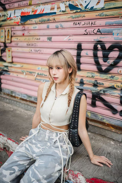 季度熱銷! 寬鬆豹紋長褲-淺灰色❤️‍🔥