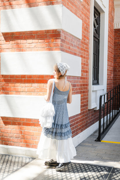 韓系花邊格仔背心🩵