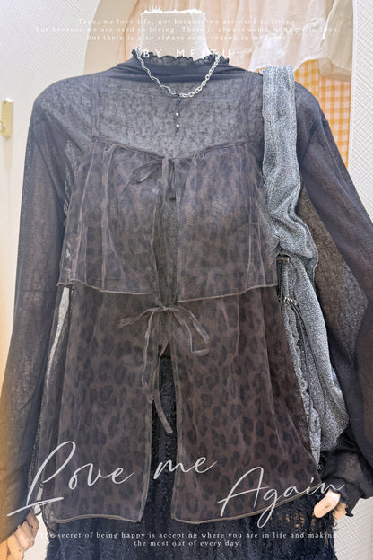 日系疊穿豹紋背心套裝🩶