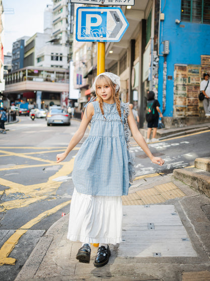 夏日藍色皺皺連身裙🩵🤍