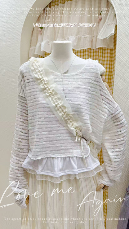 溫柔針織露肩套裝♡⃛⋆⁺