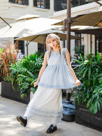 簡約清新花邊背心裙👗