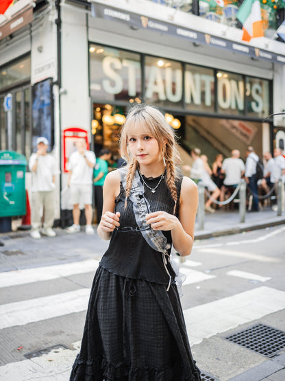 復古洋氣牛仔波點背心💙🤍