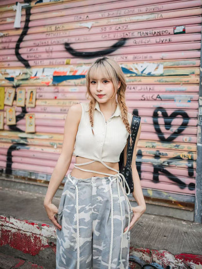 季度熱銷! 寬鬆豹紋長褲-淺灰色❤️‍🔥